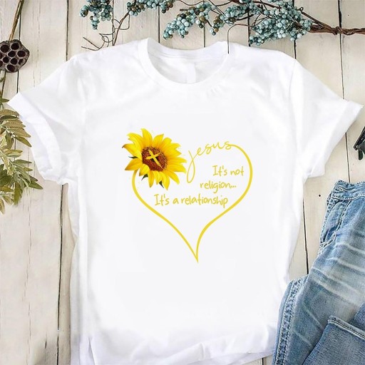 T-shirt da donna con stampa di girasole B299