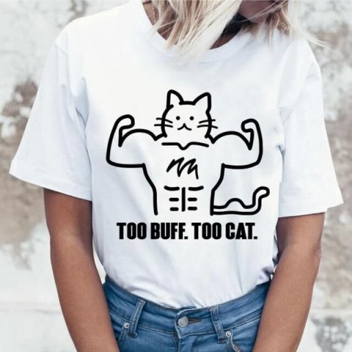 T-shirt da donna con stampa divertente di gatti