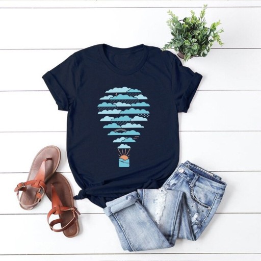 T-shirt dam med ballongtryck
