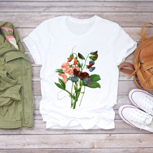 T-shirt dam med blomtryck B374