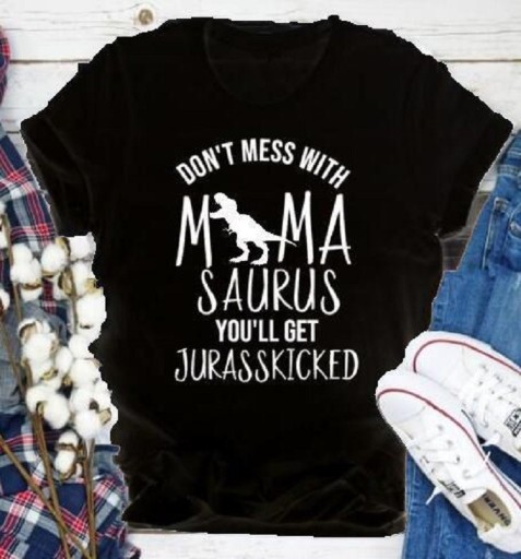 T-shirt dam med dinosaurietryck A819