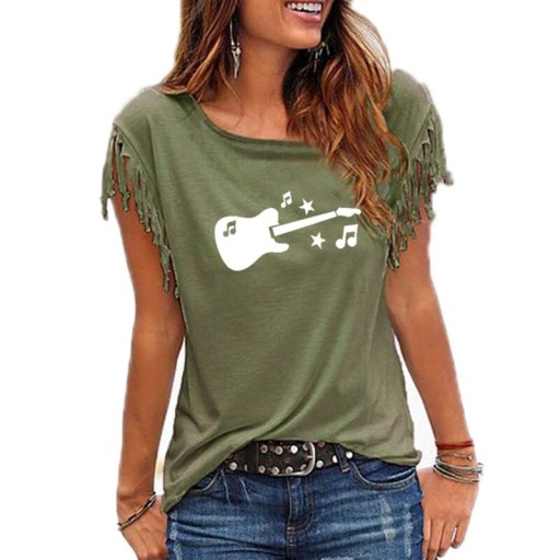 T-shirt dam med gitarrtryck