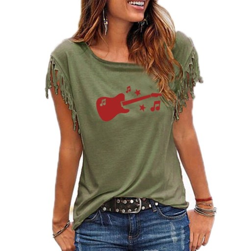T-shirt dam med gitarrtryck
