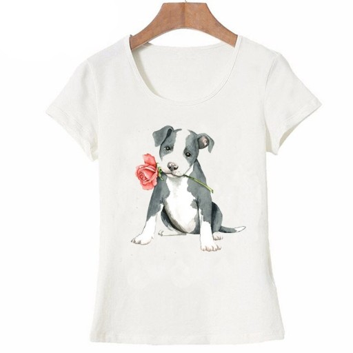 T-shirt dam med hundtryck A1312