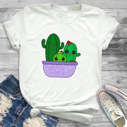 T-shirt dam med kaktusmotiv