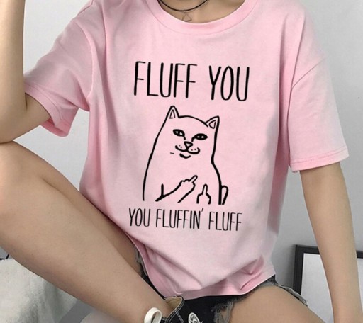T-shirt dam med katttryck B360