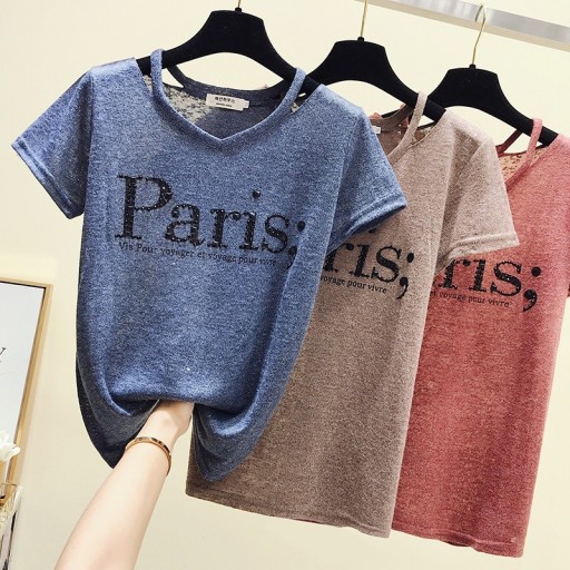 T-shirt dam med Paris-tryck