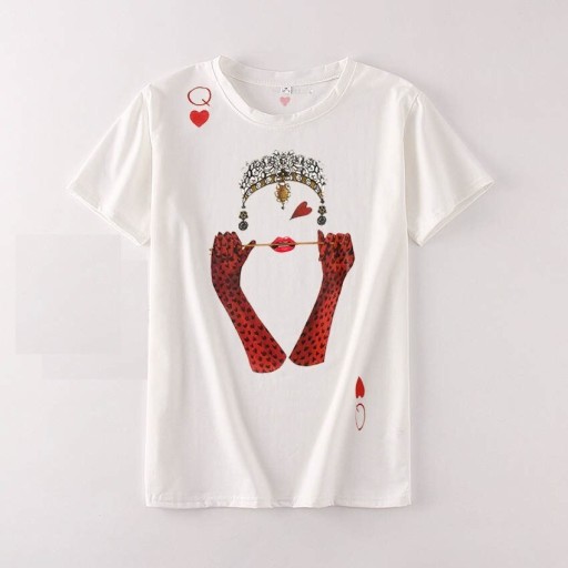 T-shirt dam med queen-tryck