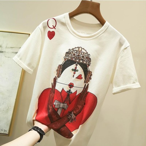 T-shirt dam med queen-tryck