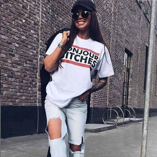 T-shirt dam med roligt tryck A964