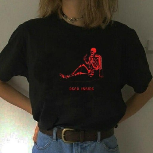 T-shirt dam med skeletttryck