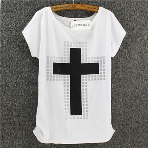 T-shirt dam med tryck A1230