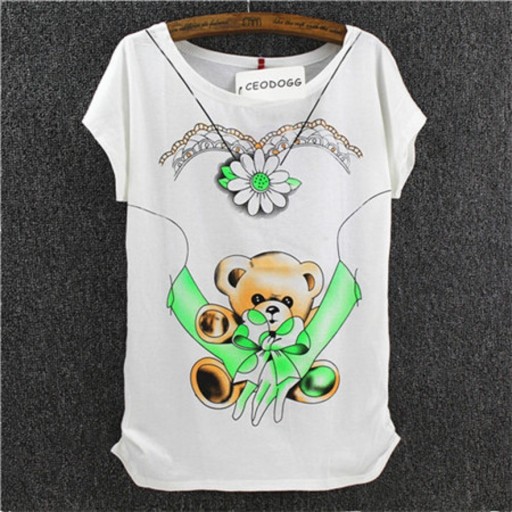 T-shirt dam med tryck A1230