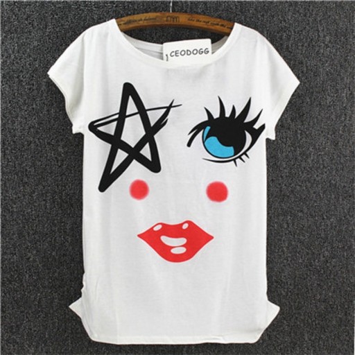T-shirt dam med tryck A1230
