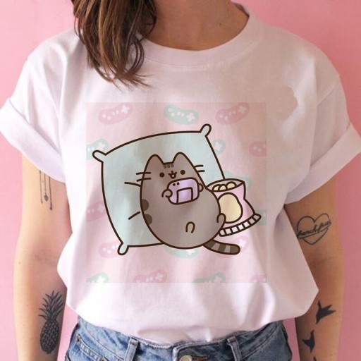 T-shirt dam med tryck A218