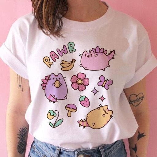 T-shirt dam med tryck A218
