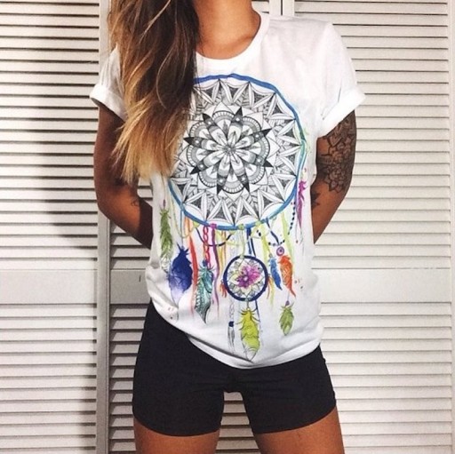 T-shirt dam med tryck A339
