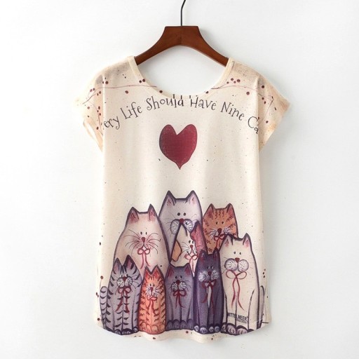 T-shirt dam med tryck A72