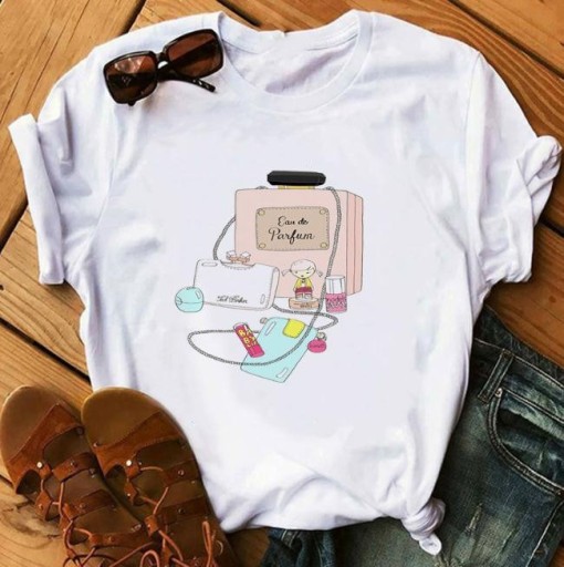 T-shirt dam med tryck B106