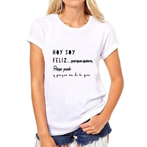 T-shirt dam med tryck B392