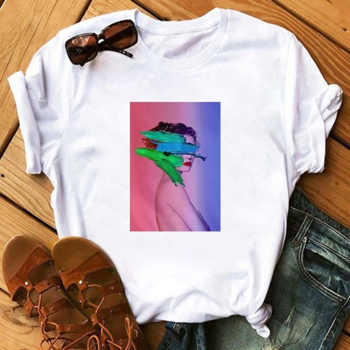 T-shirt dam med tryck B397