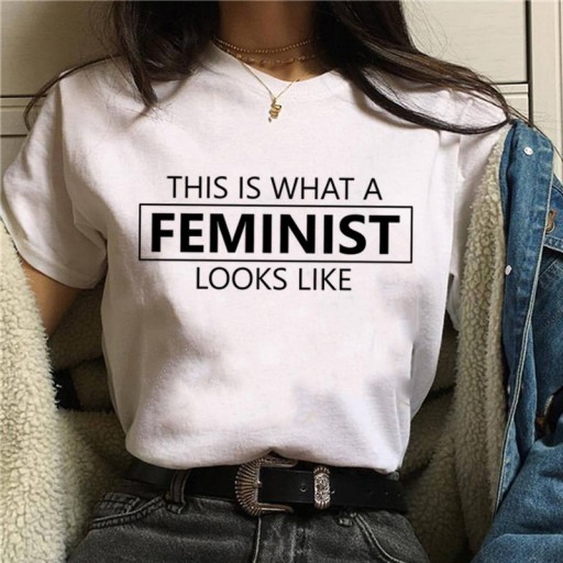 T-shirt dam med tryck B77