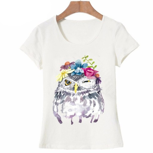 T-shirt dam med uggletryck