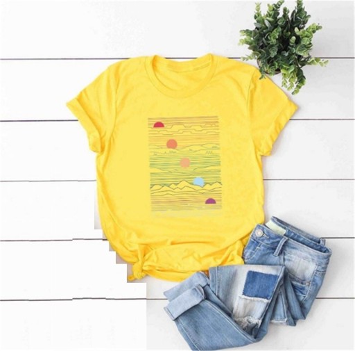 T-shirt feminina com motivo de pôr do sol