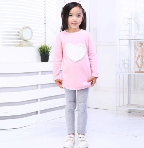 T-shirt för tjejer med hjärta och leggings L1229