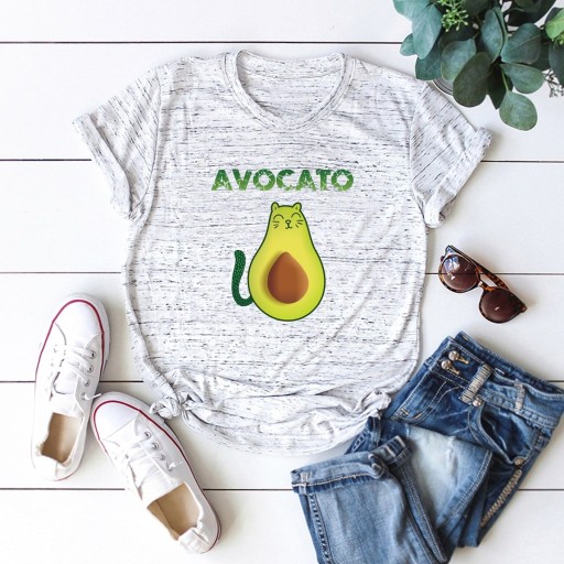 T-shirt med avokadotryck för kvinnor