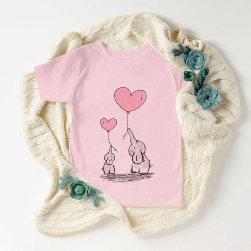 T-shirt med elefant för flickor