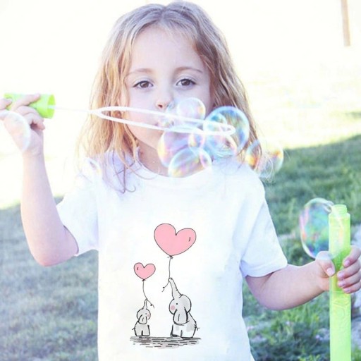 T-shirt med elefant för flickor