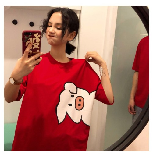 T-shirt med tryck i överdimensionerad storlek för kvinnor