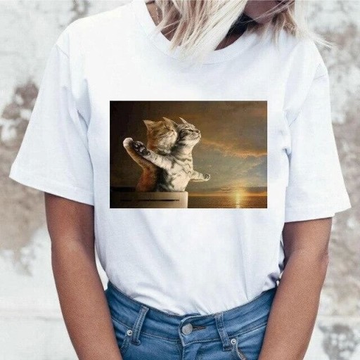 T-shirt pour femmes avec impression amusante de chat