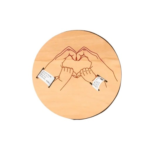 Tablă de memorie din lemn 14,8 x 14,8 cm cu gravură, orificii pentru datele nou-născutului, cadou pentru nașterea bebelușului, amintire decorativă pentru camera copilului