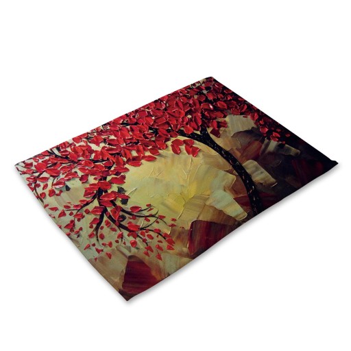 Table Mat with Blooming Trees