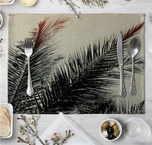 Table Mat with Tropical Leaves