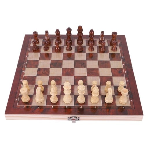 Tablero de ajedrez plegable de madera de 29 x 29 cm, juego de mesa para niños y adultos, juego de ajedrez grande con piezas de madera, juego