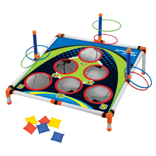 Tablero de juego portátil para lanzar bolsas y aros 71 x 71 x 46,5 cm juego exterior colorido para niños y adultos en el jardín o la playa