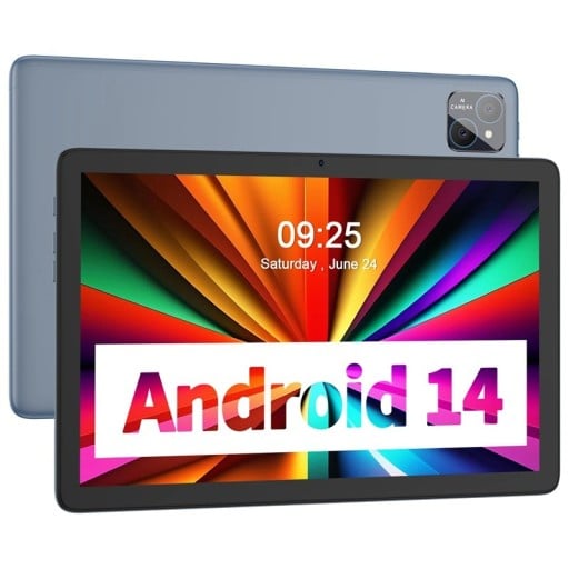 Tablet PRITOM TAB11 Android 14 com ecrã IPS de 10,1" 1280 x 800 processador octa-core 128 GB WiFi 6 bateria de 8000 mAh cinza escuro para jogos