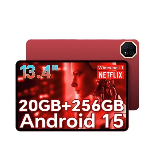 Tablet Teclast T65 Plus 13,4 palce Android 15 osmijádrový procesor MTK G99 256 GB 20 GB RAM IPS displej červený na práci i zábavu