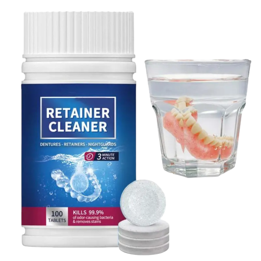 Tablete de curățare proteze dentare 100 buc Tabletele de curățare curăță petele și îndepărtează mirosul neplăcut