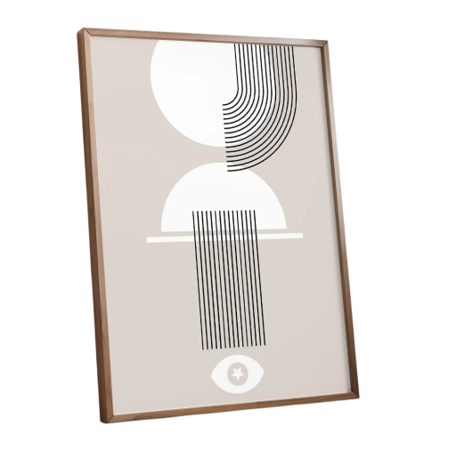 Tablou minimalist pe perete 20 x 30 cm Bauhaus Fundal gri Geometrie alb-negru Poster modern Print pe pânză Fără ramă decor