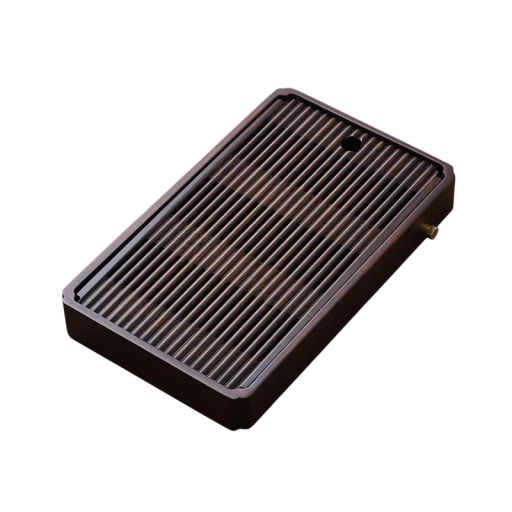 Tabuleiro de chá em bambu com grelha de drenagem 18,5 x 30 cm castanho escuro gongfu para preparação e serviço tradicional de chá em casa