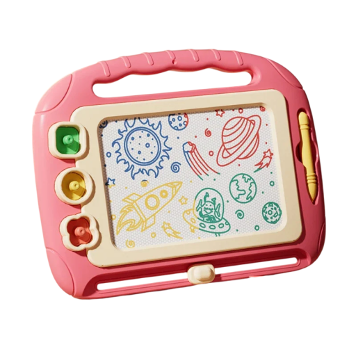 Tabuleiro de desenho magnético para crianças 27,5 x 21 cm brinquedo montessori com 3 carimbos e 4 cores para desenhar e brincar