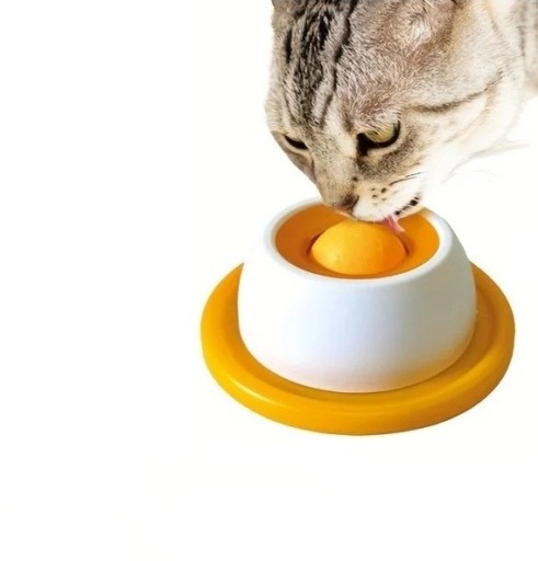 Taça interativa para cães e gatos 12 x 12 cm Taça de plástico com bola de lamber para iogurte, saquetas e alimentação lenta