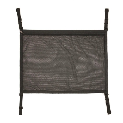 Tagnet til bil 80x55 cm sort opbevaringsnet til loft bagagerumsorganisator med lynlås og spænder til bilens interiør