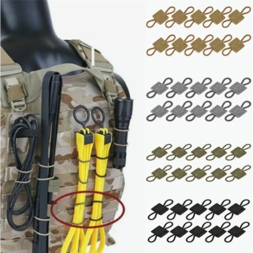 Taktický MOLLE elastický popruh Taktické pracky na viazanie tašky Elastické taktické držiaky 10 ks