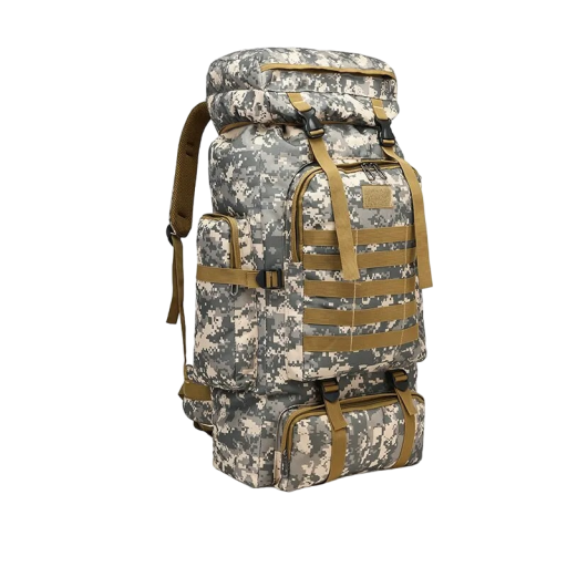 Taktický vojenský batoh Kempingový batoh Veľkokapacitný batoh Turistický batoh s niekoľkými vreckami 60 l Vodeodolný 72 x 34 x 17 cm Maskáčový vzor