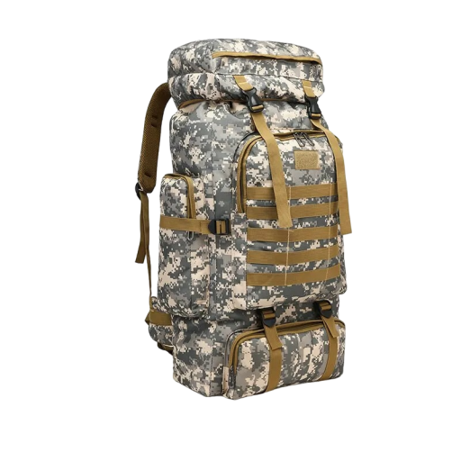 Taktischer Militärrucksack, Camping-Rucksack, großes Fassungsvermögen, Rucksack mit mehreren Taschen, Wanderrucksack, 60 l, wasserdicht, 72 x 34 x 17 cm, Tarnmuster